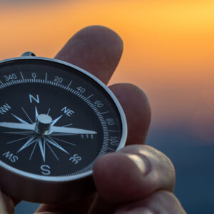 Compass in the sunset