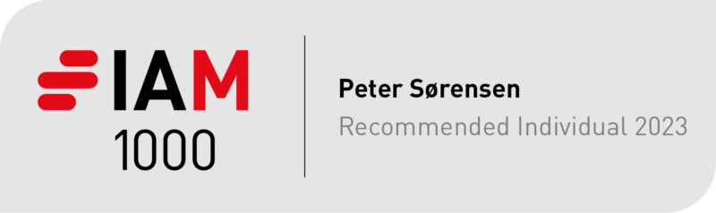 Badge from IAM Patent 1000 - Recommended Individual 2023 - Peter Sørensen