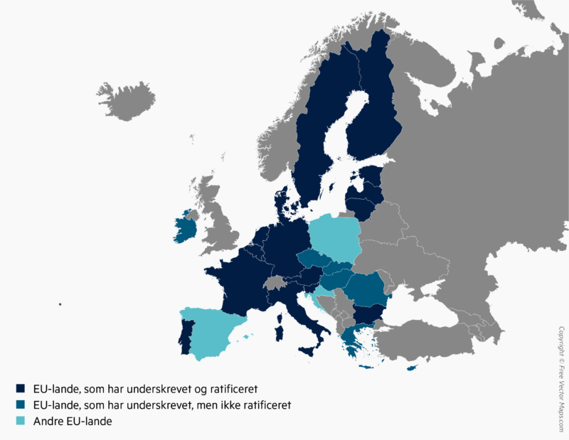 European map that shows countries which have signed and ratified the UPC